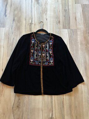 Madewell Embroidered Fiesta Velvet Top - Size S